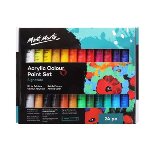 MONT MARTE PAINT SET Acrylics 24x36ml Colour Tubes